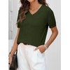 ANRABESS Womens Short Sleeve Sweater Top Wool Blend Business Casual Outfits(Army Green)