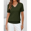 ANRABESS Womens Short Sleeve Sweater Top Wool Blend Business Casual Outfits(Army Green)