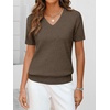 ANRABESS Womens Short Sleeve Sweater Top Wool Blend Business Casual Outfits(Brown)