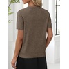 ANRABESS Womens Short Sleeve Sweater Top Wool Blend Business Casual Outfits(Brown)