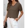 ANRABESS Womens Short Sleeve Sweater Top Wool Blend Business Casual Outfits(Brown)