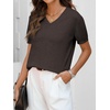 ANRABESS Womens Short Sleeve Sweater Top Wool Blend Business Casual Outfits(Dark Brown)