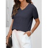 ANRABESS Womens Short Sleeve Sweater Top Wool Blend Business Casual Outfits(Dark Gray)