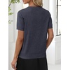 ANRABESS Womens Short Sleeve Sweater Top Wool Blend Business Casual Outfits(Dark Gray)