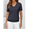 ANRABESS Womens Short Sleeve Sweater Top Wool Blend Business Casual Outfits(Dark Gray)