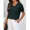 ANRABESS Womens Short Sleeve Sweater Top Wool Blend Business Casual Outfits(Dark Green)