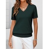 ANRABESS Womens Short Sleeve Sweater Top Wool Blend Business Casual Outfits(Dark Green)