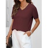 ANRABESS Womens Short Sleeve Sweater Top Wool Blend Business Casual Outfits(Dark Red)