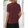 ANRABESS Womens Short Sleeve Sweater Top Wool Blend Business Casual Outfits(Dark Red)