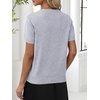 ANRABESS Womens Short Sleeve Sweater Top Wool Blend Business Casual Outfits(Gray)