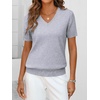 ANRABESS Womens Short Sleeve Sweater Top Wool Blend Business Casual Outfits(Gray)