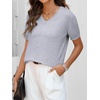 ANRABESS Womens Short Sleeve Sweater Top Wool Blend Business Casual Outfits(Gray)