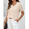 ANRABESS Womens Short Sleeve Sweater Top Wool Blend Business Casual Outfits(Light Khaki)