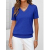 ANRABESS Womens Short Sleeve Sweater Top Wool Blend Business Casual Outfits(Royal Blue)