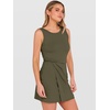 ANRABESS Womens Summer Dresses 2026 Bodycon Sleeveless Romper Skort Twist Waist Night Out Vacation Mini Dress Built in Shorts(Army Green)