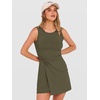 ANRABESS Womens Summer Dresses 2026 Bodycon Sleeveless Romper Skort Twist Waist Night Out Vacation Mini Dress Built in Shorts(Army Green)