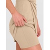 ANRABESS Womens Summer Dresses 2026 Bodycon Sleeveless Romper Skort Twist Waist Night Out Vacation Mini Dress Built in Shorts(Beige)