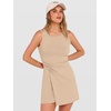 ANRABESS Womens Summer Dresses 2026 Bodycon Sleeveless Romper Skort Twist Waist Night Out Vacation Mini Dress Built in Shorts(Beige)