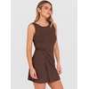 ANRABESS Womens Summer Dresses 2026 Bodycon Sleeveless Romper Skort Twist Waist Night Out Vacation Mini Dress Built in Shorts(Coffee)