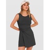 ANRABESS Womens Summer Dresses 2026 Bodycon Sleeveless Romper Skort Twist Waist Night Out Vacation Mini Dress Built in Shorts(Deep Gray)