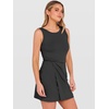 ANRABESS Womens Summer Dresses 2026 Bodycon Sleeveless Romper Skort Twist Waist Night Out Vacation Mini Dress Built in Shorts(Deep Gray)
