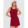 ANRABESS Womens Summer Dresses 2026 Bodycon Sleeveless Romper Skort Twist Waist Night Out Vacation Mini Dress Built in Shorts(Deep Red)