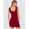 ANRABESS Womens Summer Dresses 2026 Bodycon Sleeveless Romper Skort Twist Waist Night Out Vacation Mini Dress Built in Shorts(Deep Red)
