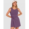 ANRABESS Womens Summer Dresses 2026 Bodycon Sleeveless Romper Skort Twist Waist Night Out Vacation Mini Dress Built in Shorts(Purple)