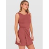 ANRABESS Womens Summer Dresses 2026 Bodycon Sleeveless Romper Skort Twist Waist Night Out Vacation Mini Dress Built in Shorts(Rust Red)