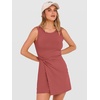 ANRABESS Womens Summer Dresses 2026 Bodycon Sleeveless Romper Skort Twist Waist Night Out Vacation Mini Dress Built in Shorts(Rust Red)