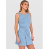 ANRABESS Womens Summer Dresses 2026 Bodycon Sleeveless Romper Skort Twist Waist Night Out Vacation Mini Dress Built in Shorts(Sky Blue)