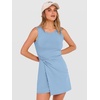 ANRABESS Womens Summer Dresses 2026 Bodycon Sleeveless Romper Skort Twist Waist Night Out Vacation Mini Dress Built in Shorts(Sky Blue)