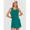 ANRABESS Womens Summer Dresses 2026 Bodycon Sleeveless Romper Skort Twist Waist Night Out Vacation Mini Dress Built in Shorts(Teal)