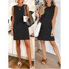 ANRABESS Womens Wrinkle Free Summer Casual Sleeveless Mini Dresses(Black)