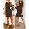 ANRABESS Womens Wrinkle Free Summer Casual Sleeveless Mini Dresses(Brown)