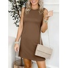 ANRABESS Womens Wrinkle Free Summer Casual Sleeveless Mini Dresses(Coffee)