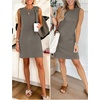 ANRABESS Womens Wrinkle Free Summer Casual Sleeveless Mini Dresses(Coffee Grey)