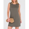 ANRABESS Womens Wrinkle Free Summer Casual Sleeveless Mini Dresses(Coffee Grey)