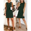 ANRABESS Womens Wrinkle Free Summer Casual Sleeveless Mini Dresses(Deep Green)