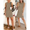 ANRABESS Womens Wrinkle Free Summer Casual Sleeveless Mini Dresses(Light Brown)