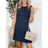 ANRABESS Womens Wrinkle Free Summer Casual Sleeveless Mini Dresses(Navy Blue)