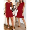 ANRABESS Womens Wrinkle Free Summer Casual Sleeveless Mini Dresses(Red)