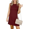 ANRABESS Womens Wrinkle Free Summer Casual Sleeveless Mini Dresses(Wine Red)