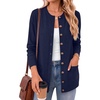 ANRABESS Cardigan Sweater for Women Button Up 2026 Fall Outfits(Navy Blue)
