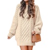 ANRABESS Sweater Dress for Women Oversized Cable Knit Fall Long Sleeve(Apricot)