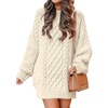 ANRABESS Sweater Dress for Women Oversized Cable Knit Fall Long Sleeve(Beige)