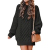 ANRABESS Sweater Dress for Women Oversized Cable Knit Fall Long Sleeve(Black)