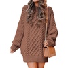 ANRABESS Sweater Dress for Women Oversized Cable Knit Fall Long Sleeve(Brown)