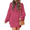 ANRABESS Sweater Dress for Women Oversized Cable Knit Fall Long Sleeve(Cherry)