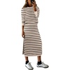 ANRABESS Women 2 Piece Striped Sweater Skirt Set(Beige Black)
